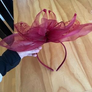 Elegant Burgundy Fascinator Headband—Kentucky derby